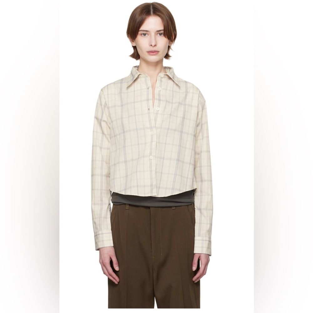 MFPEN 🇵🇹 NWT Off-White Ivory Checkered Cotton Poplin Writer’s Shirt, Size XL